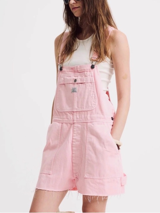 Denimist Denim - Denimist Relaxed Short Denim Overalls Size Small Orchid Pink